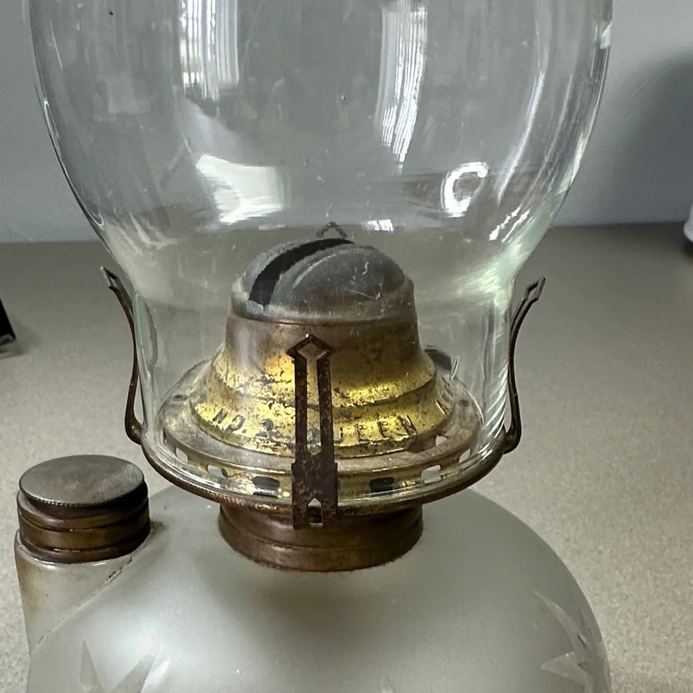 Vintage Glass Lantern with Gold Accents